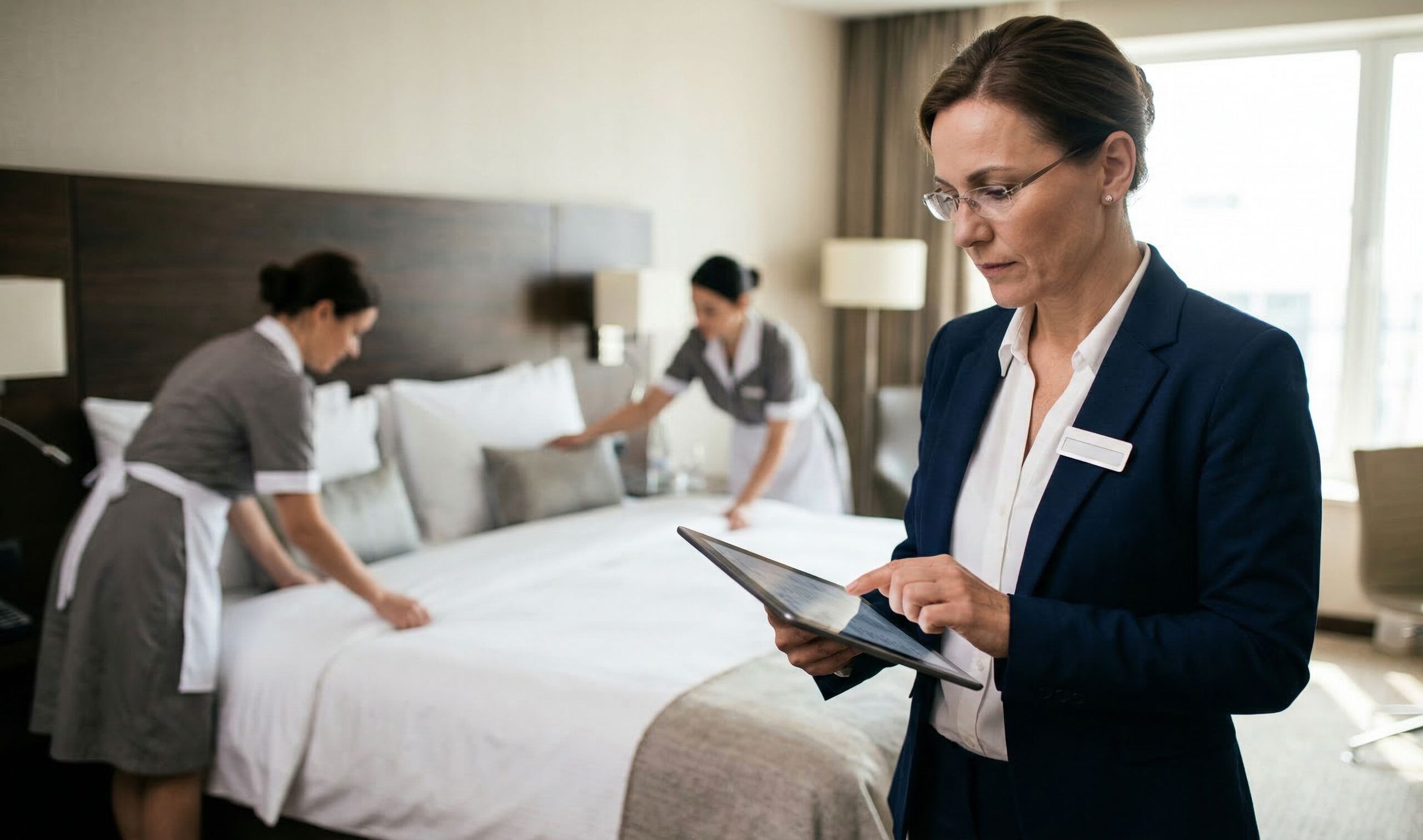 Housekeeping kontrola izby manažérom a tímom upratovania